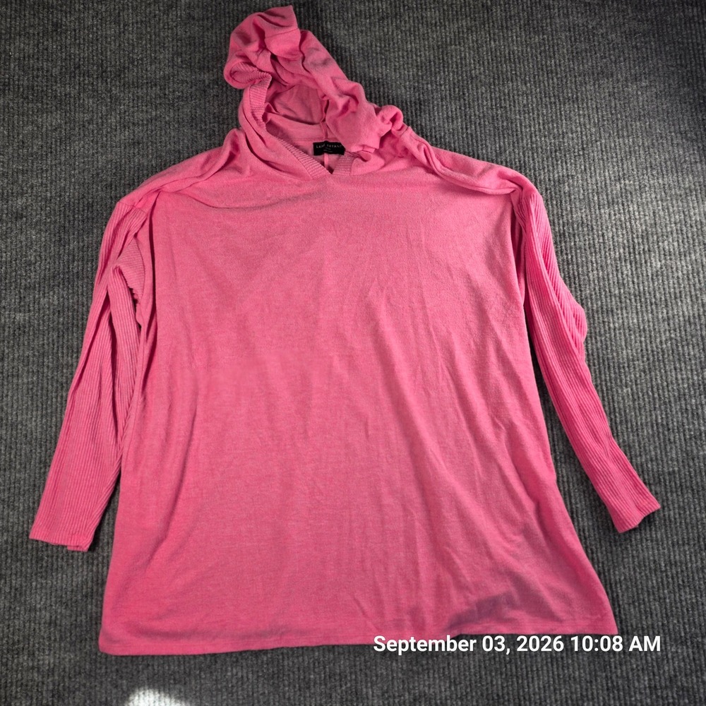 Lane Bryant Womens Pink Ribbed Sleeve Pullover Hoodie Plus Size 18/20